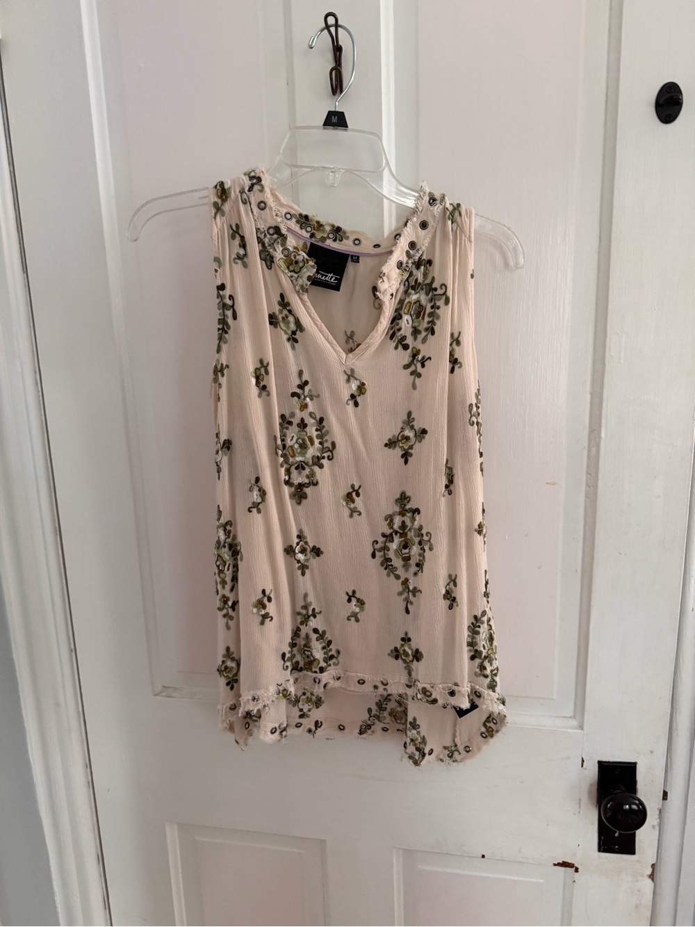 Nanette Lepore Cream Floral Eyelet-Trim Sleeveless Camisole